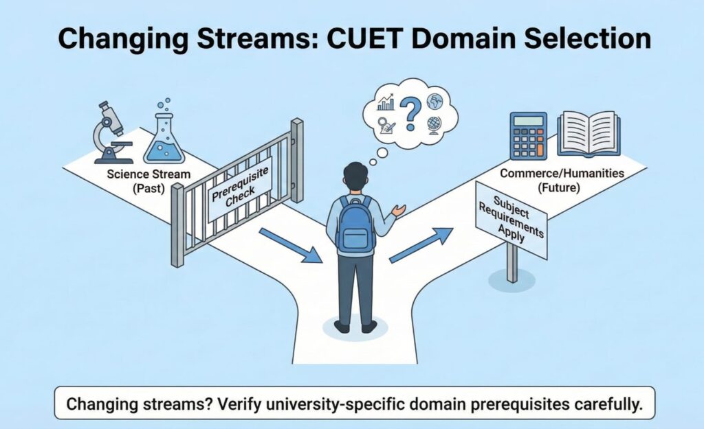 CUET Domain Selection for Students Changing Streams