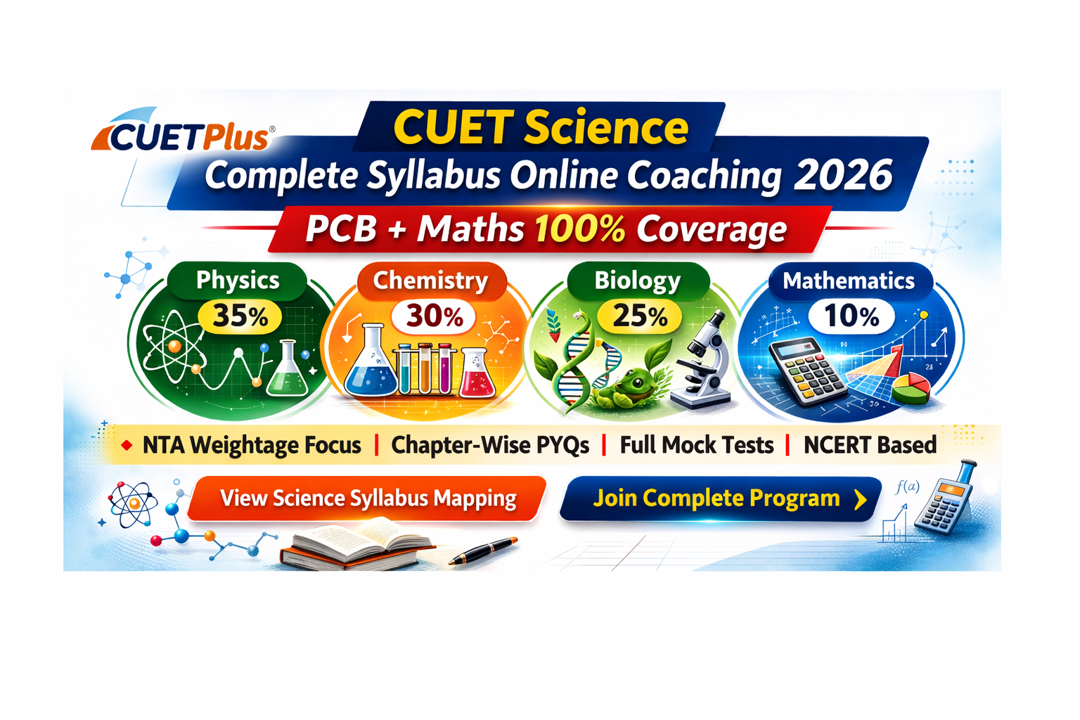 Best CUET Science Complete Syllabus Online Coaching 2026—PCB + Maths 100% Coverage